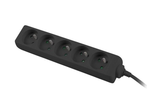 Listwa przedłużacz Lanberg 1,5m czarna 5x 230V PL, kabel wykonany z pełnej miedzi