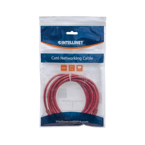 PatchCord 100% miedź Intellinet Cat.5e UTP, 3m, czerwony