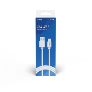 Kabel USB 2.0 SAVIO CL-168 USB A - USB C, 3m, biały