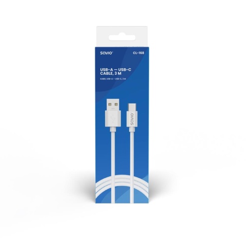 Kabel USB 2.0 SAVIO CL-168 USB A - USB C, 3m, biały