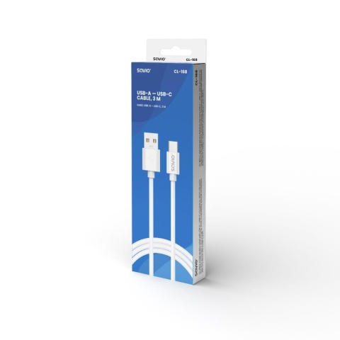 Kabel USB 2.0 SAVIO CL-168 USB A - USB C, 3m, biały