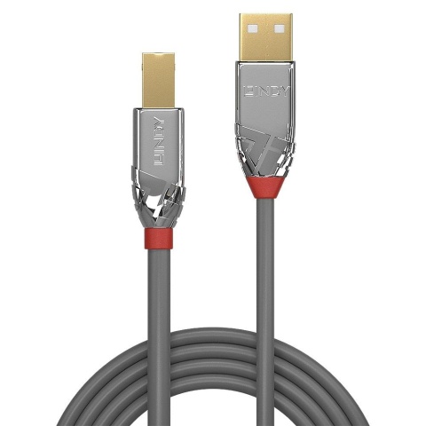 Kabel drukarkowy USB LINDY 2.0 A/M - USB B/M, Cromo Line 2m Szary