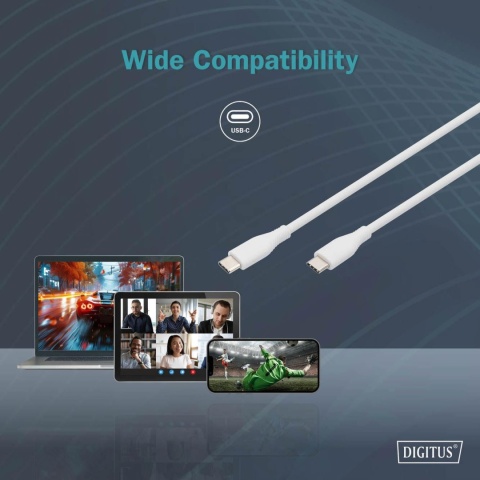 Kabel zasilający DIGITUS silikonowy USB-C - USB-C, USB 2.0 60W, 1m biały