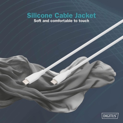 Kabel zasilający DIGITUS silikonowy USB-C - USB-C, USB 2.0 60W, 1m biały