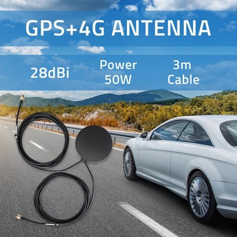 Antena GPS Qoltec +4G GLONASS dookólna | 28dBi | 50W | 2 x SMA męski | Zewnętrzna