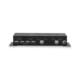 Przełącznik KVM LINDY 2-portowy Dual Head DisplayPort & USB 2.0 Black