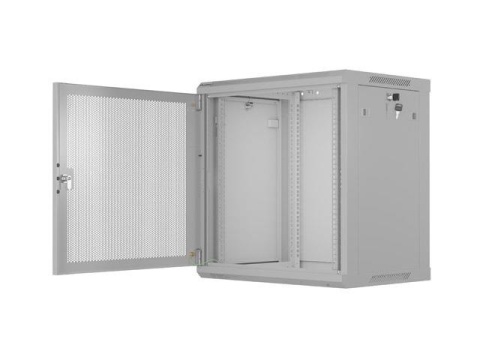 Szafa instalacyjna Rack wisząca 19" 12U 600x450 szara drzwi perforowane Lanberg (flat pack)