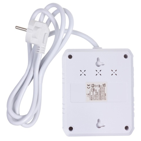 Listwa zasilająca Maclean MCE387 W, przedłużacz 2 gniazda + 3xUSB, 110-240V AC 50/60Hz, 2.1A max 2500W, 1.5m, biała