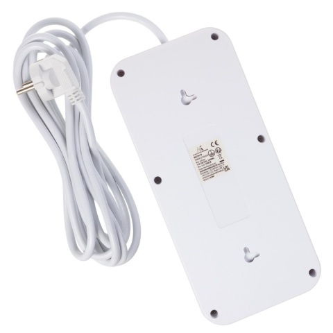 Listwa zasilająca Maclean MCE391 W, przedłużacz 6 gniazd + 4xUSB + USB-C, 110-240V AC 50/60Hz, 2.1A max 2500W, 3m, biała
