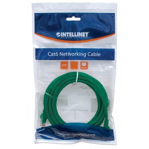 PatchCord 100% Miedź Intellinet Cat.6 U/UTP 1,5m zielony