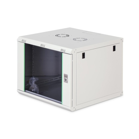 Szafa sieciowa wisząca jednosekcyjna DIGITUS Dynamic 19" 9U, 600x600, drzwi szyba, szary, niezmontowana, 60kg