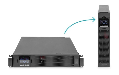 Zasilacz awaryjny UPS DIGITUS Online Rack 19" LCD 1000VA/1000W 2x12V/9Ah 8xC13 1xC14 USB RS232 RJ45
