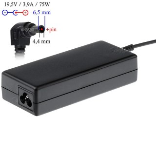 Zasilacz sieciowy Akyga AK-ND-19 do notebooka 19,5V/3,9A 75W 6.5x4.4mm + pin
