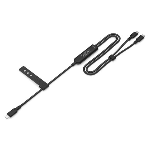 Kabel zasilający DIGITUS 2 w 1 USB-C - 2x USB-C, USB 2.0 140W PD 3.1, nylonowy, 1,8m czarny