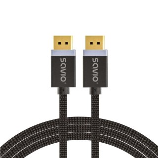 Kabel DisplayPort v1.4 Savio CL-166 (M/M) 2m czarny