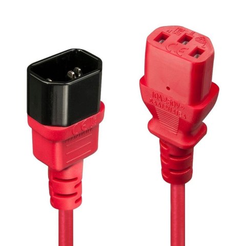 Przedłużacz kabla zasilającego LINDY C14 - C13 0,5m Red