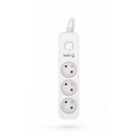 Przedłużacz KERG z wyłącznikiem M02378 3-gniazdowy 10m 3×1,0mm2 H05VV-F 10A/250V biały
