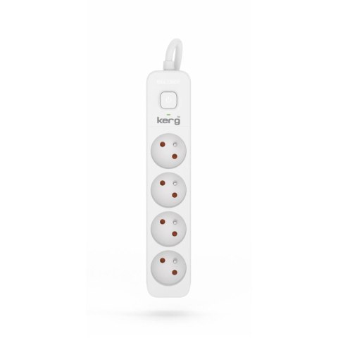 Przedłużacz KERG z wyłącznikiem M02391 4-gniazdowy 1,5m 3×1,0mm2 H05VV-F 10A/250V biały