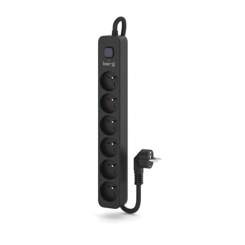 Urządzenie zasilające zabezpieczające KERG z wyłącznikiem 6 gniazd czarne 3m 16A H05VV-F 3x1,5mm2