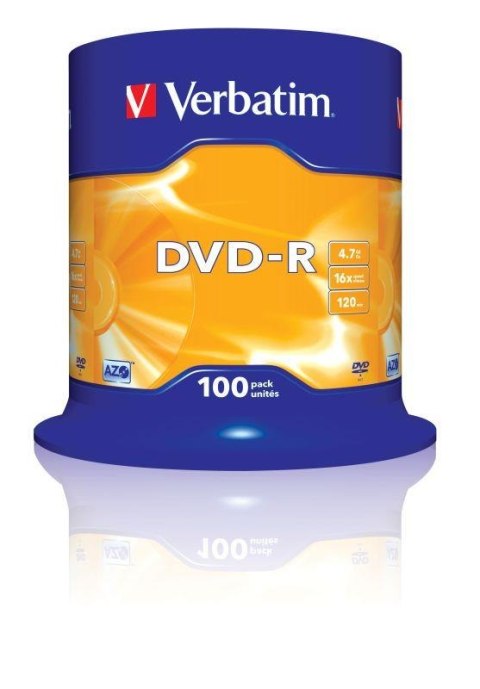 Płyty DVD-R Verbatim 16x 4.7GB (Cake 100) MATT SILVER
