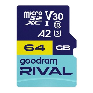 Karta pamięci microSDXC GOODRAM Rival 64GB UHS-I U3 V30 C10 A2 + adapter