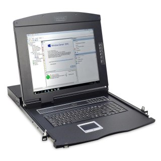 Konsola modułowa 17" LCD DIGITUS z touchpad KVM 16 portów 1U komplet kabli (16xDS-19231) klawiatura US