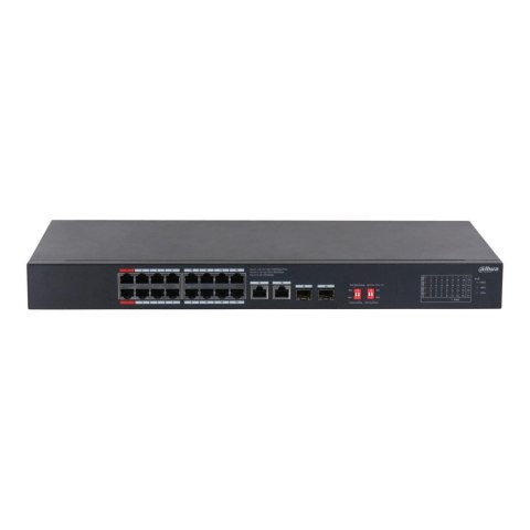 Switch niezarządzalny Dahua HS3220-16GT-190 2x1GbE Uplink 2xSFP Uplink 16x1GbE PoE