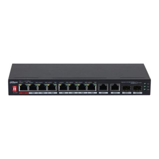Switch niezarządzalny Dahua PFS3210-8ET2GF-96 2x1GbE combo 2xSFP combo 8x10/100Mbps PoE