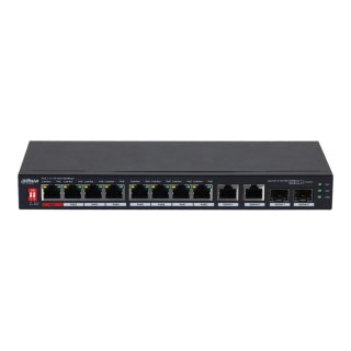 Switch niezarządzalny Dahua PFS3210-8GT2GF-96 2x1GbE combo 2xSFP combo 8x1GbE PoE