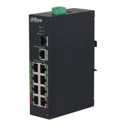 Switch niezarządzalny przemysłowy Dahua LR2110-8ET-120-V2 1x1GbE 1x1GbE Base-X 8x100Mbps PoE