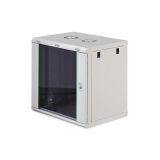 Szafa sieciowa wisząca jednosekcyjna DIGITUS Dynamic 19" 12U, 600x450, drzwi szyba, szary, niezmontowana, 60kg