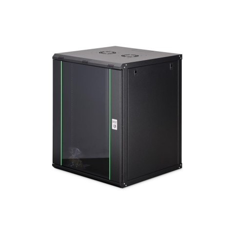 Szafa sieciowa wisząca jednosekcyjna DIGITUS Dynamic 19" 16U, 600x600, drzwi szyba, czarny, niezmontowana, 60kg