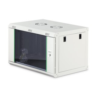 Szafa sieciowa wisząca jednosekcyjna DIGITUS Dynamic 19" 7U, 600x450, drzwi szyba, szary, niezmontowana, 60kg