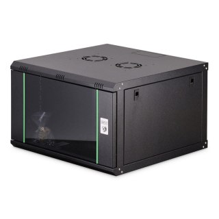 Szafa sieciowa wisząca jednosekcyjna DIGITUS Dynamic 19" 7U, 600x600, drzwi szyba, czarny, niezmontowana, 60kg
