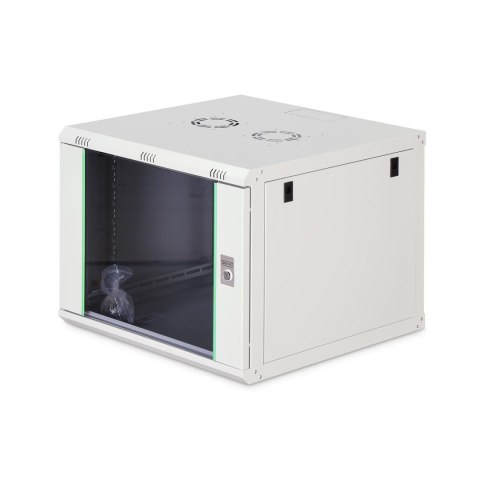 Szafa sieciowa wisząca jednosekcyjna DIGITUS Dynamic 19" 9U, 600x600, drzwi szyba, szary, niezmontowana, 60kg