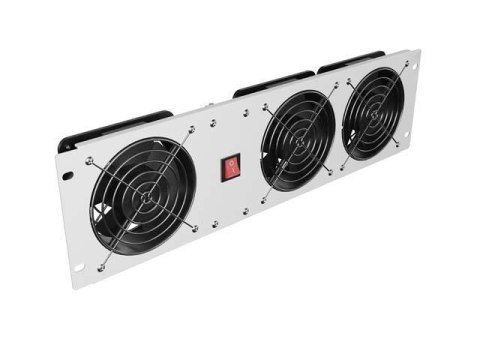 Panel wentylacyjny pionowy 19" Lanberg do szaf rack trzy wentylatory 230V szary