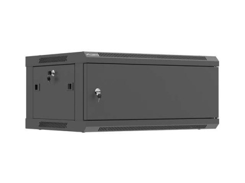 Szafa instalacyjna Lanberg Rack wisząca 19" 4U 600x450 czarna drzwi metalowe (flat pack)