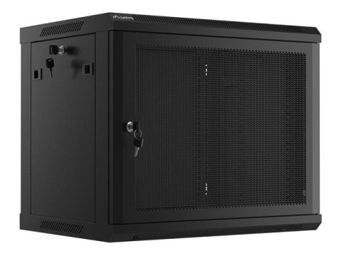 Szafa instalacyjna Lanberg rack wisząca 19" 9U 600x450 drzwi perforowane czarna (flat pack)