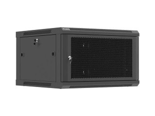 Szafa instalacyjna Rack 19" Lanberg 6U 600x600 wisząca czarna drzwi perforowane (flat pack)