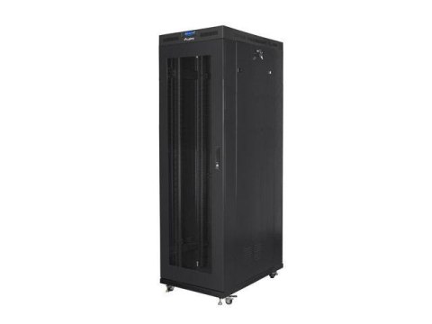 Szafa instalacyjna Rack stojąca 19" 42U 800x1200 czarna drzwi perforowane LCD Lanberg (flat pack)