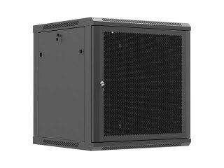 Szafa instalacyjna Rack wisząca 19" 12U 600x600 czarna drzwi perforowane Lanberg (flat pack)