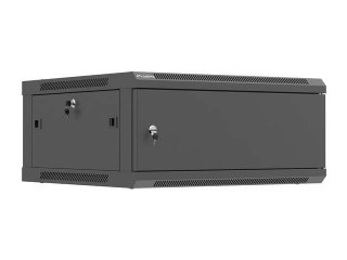 Szafa instalacyjna Rack wisząca 19" 4U 600x600 czarna drzwi metalowe Lanberg (flat pack)