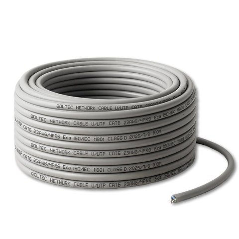 Kabel sieciowy Qoltec Patchcord skrętka UTP | Miedziany Cu | CAT6 | High speed 1Gb/s | LAN | 100m | Szary