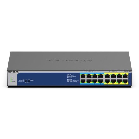 Switch niezarządzalny Netgear GS516UP 16x 10M/100M/1G (8xPoE+, 8xPoE++ 380W)