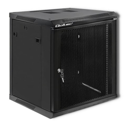 Szafa RACK Qoltec 19" | 12U | 600x600x635 | Perforowane drzwi | Wisząca