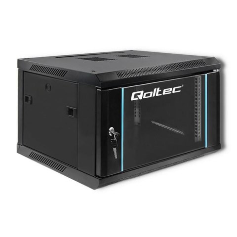 Szafa RACK Qoltec 19" | 6U | 600x600x370 | Czarna | Wisząca
