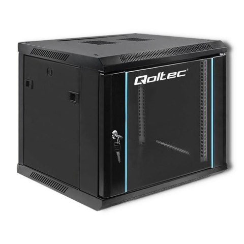 Szafa RACK Qoltec 19" | 9U | 600x600x500 | Czarna | Wisząca