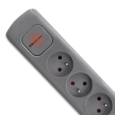 Listwa zasilająca Qoltec 6 gniazd | 1.8m | Szara