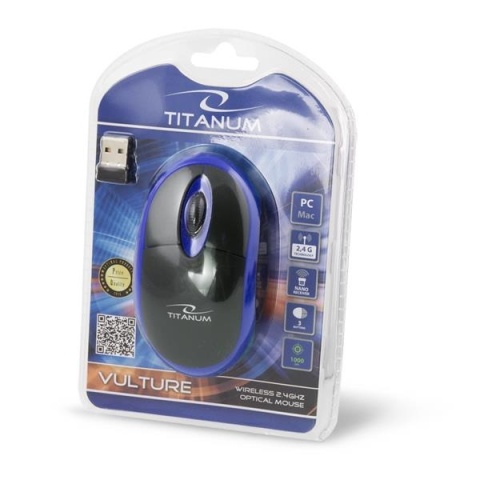 Mysz bezprzewodowa Titanum 3D Vulture optyczna 2.4 GHz czarno-niebieska