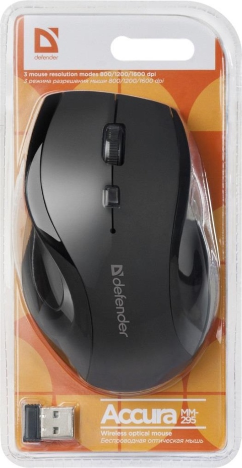 Mysz bezprzewodowa Defender ACCURA MM-295 optyczna 1600dpi 6P czarna